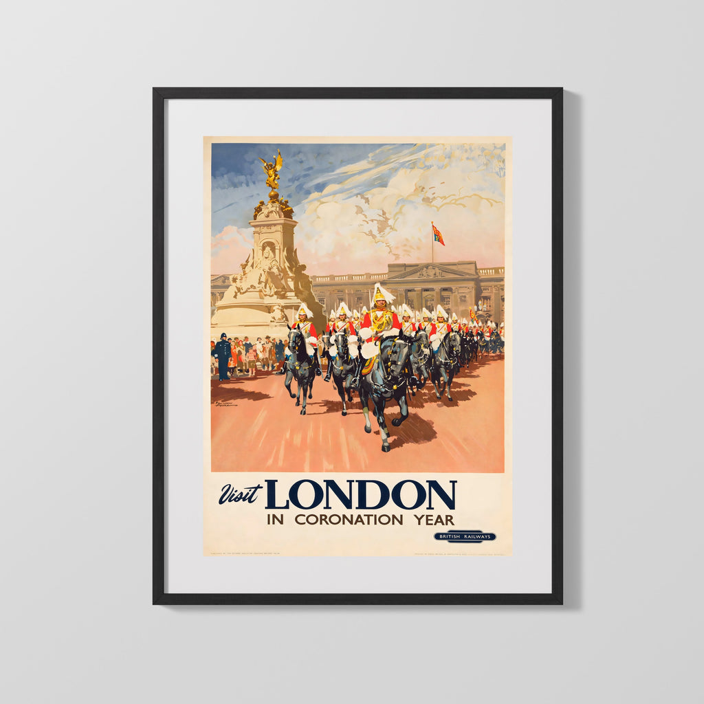 Classic Travel Poster - London - Coronation Year Travel Vintage Framed Prints Gallery Frame 16x20
