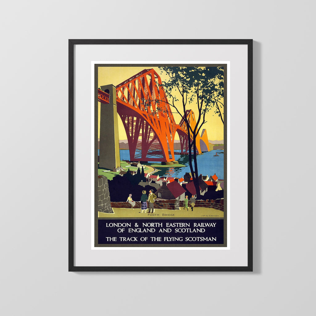 Classic Travel Poster - London - Forth Bridge Railway Travel Vintage Framed Prints Gallery Frame 16x20