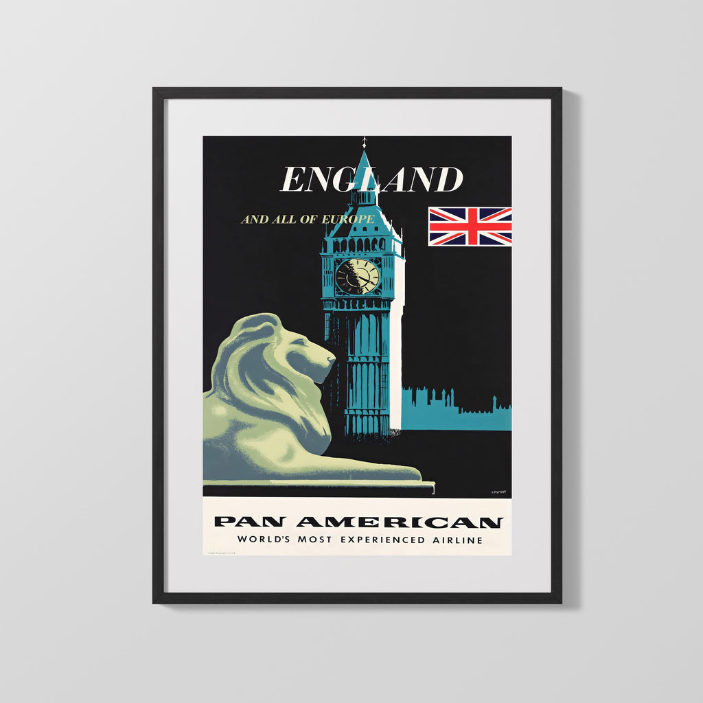 Classic Travel Poster - London New York - Imperial Airways Travel Vintage Framed Prints Gallery Frame 16x20