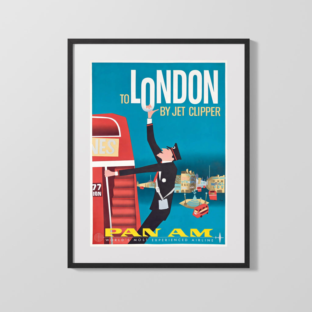 Classic Travel Poster - London - Pan Am Big Ben Travel Vintage Framed Prints Gallery Frame 16x20