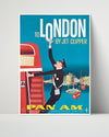 Classic Travel Poster - London - Pan Am Big Ben Travel Vintage Framed Prints Poster 16x20
