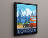 Classic Travel Poster - London - Putney Tramways Travel Vintage Framed Prints Floating Canvas 16x20