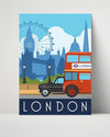 Classic Travel Poster - London - Putney Tramways Travel Vintage Framed Prints Poster 16x20