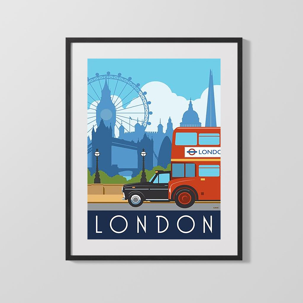 Classic Travel Poster - London - Putney Tramways Travel Vintage Framed Prints Gallery Frame 16x20