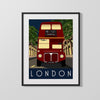 Classic Travel Poster - London - Red Bus Travel Vintage Framed Prints Gallery Frame 16x20