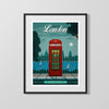 Classic Travel Poster - London - Red Bus and Black Cab Travel Vintage Framed Prints Gallery Frame 16x20