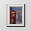 Classic Travel Poster - London - Telephone Box Travel Vintage Framed Prints Gallery Frame 16x20