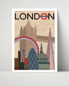 Classic Travel Poster - London - Transport Service Travel Vintage Framed Prints Poster 16x20