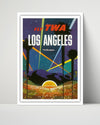 Classic Travel Poster - Los Angeles - Fly TWA Travel Vintage Framed Prints Poster 16x20