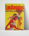 Classic Travel Poster - Los Angeles - United Airlines Travel Vintage Framed Prints Poster 16x20
