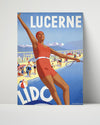 Classic Travel Poster - Lucerne - Lido Travel Vintage Framed Prints Poster 16x20