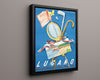 Classic Travel Poster - Lugano - Lido Lake Travel Vintage Framed Prints Floating Canvas 16x20