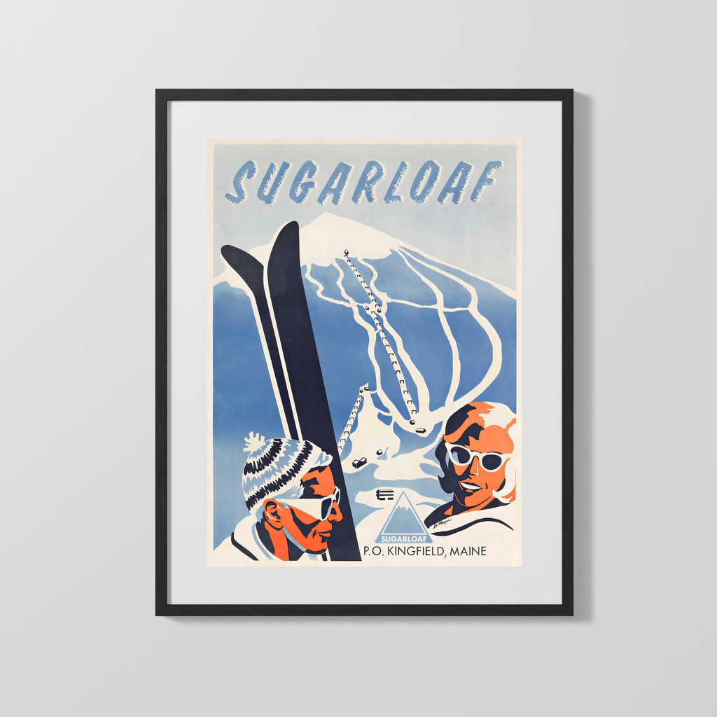 Classic Travel Poster - Maine - Sugarloaf Ski Resort Travel Vintage Framed Prints Gallery Frame 16x20