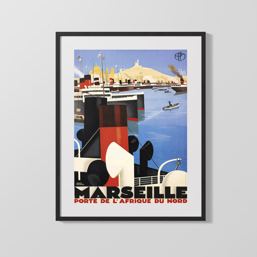 Classic Travel Poster - Marseille - Porte de lAfrique du Nord Travel Vintage Framed Prints Gallery Frame 16x20