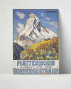 Classic Travel Poster - Matterhorn - Gornergratbahn Travel Vintage Framed Prints Poster 16x20