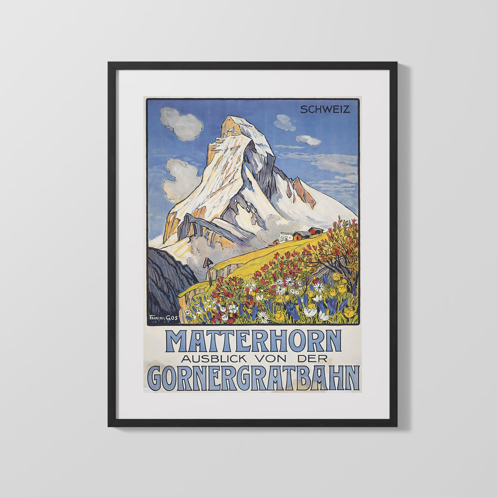 Classic Travel Poster - Matterhorn - Gornergratbahn Travel Vintage Framed Prints Gallery Frame 16x20