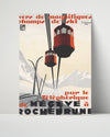 Classic Travel Poster - Megeve Rochebrune - Cable Car Travel Vintage Framed Prints Poster 16x20