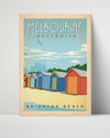Classic Travel Poster - Melbourne - Brighton Beach Travel Vintage Framed Prints Poster 16x20