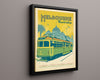 Classic Travel Poster - Melbourne - City Circle Tram and Flinders Street Station Travel Vintage Framed Prints Floating Canvas 16x20