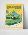 Classic Travel Poster - Melbourne - City Circle Tram and Flinders Street Station Travel Vintage Framed Prints Poster 16x20