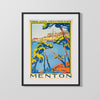Classic Travel Poster - Menton - French Riviera Travel Vintage Framed Prints Gallery Frame 16x20