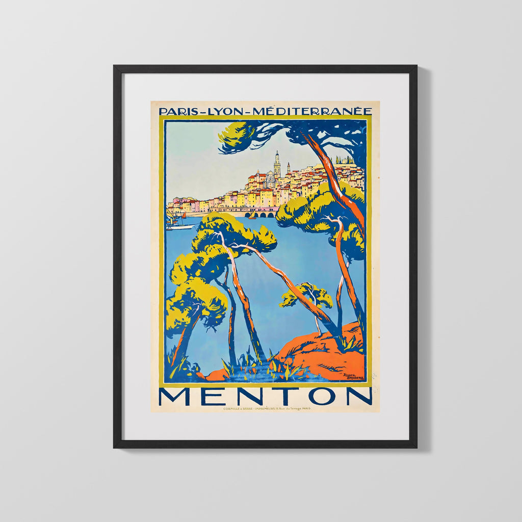Classic Travel Poster - Menton - French Riviera Travel Vintage Framed Prints Gallery Frame 16x20