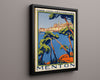 Classic Travel Poster - Menton - Mediterranean Travel Vintage Framed Prints Floating Canvas 16x20
