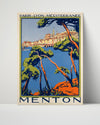 Classic Travel Poster - Menton - Mediterranean Travel Vintage Framed Prints Poster 16x20
