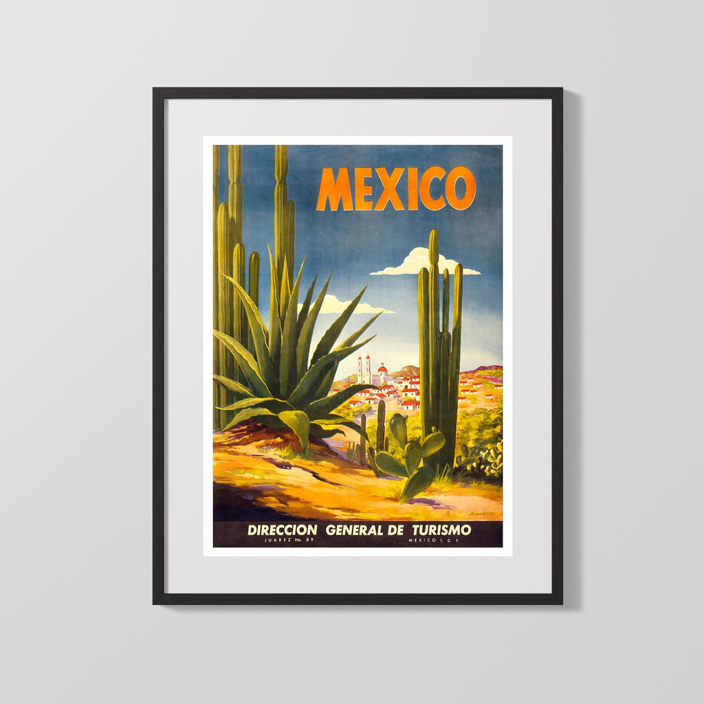 Classic Travel Poster - Mexico - Cactus Tourism Travel Vintage Framed Prints Gallery Frame 16x20