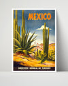 Classic Travel Poster - Mexico - Cactus Tourism Travel Vintage Framed Prints Poster 16x20