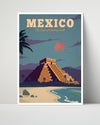 Classic Travel Poster - Mexico - Chichen Itza Travel Vintage Framed Prints Poster 16x20