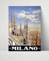 Classic Travel Poster - Milan - Duomo di Milano Travel Vintage Framed Prints Poster 16x20