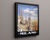 Classic Travel Poster - Milan - Duomo di Milano Travel Vintage Framed Prints Floating Canvas 16x20
