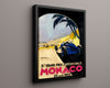 Classic Travel Poster - Monaco - Grand Prix Travel Vintage Framed Prints Floating Canvas 16x20