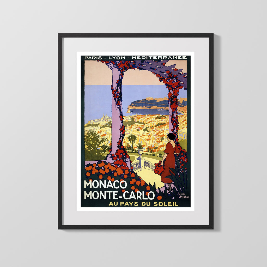 Classic Travel Poster - Monaco - Monte Carlo Tennis Travel Vintage Framed Prints Gallery Frame 16x20