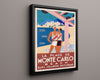 Classic Travel Poster - Monte Carlo - La Plage Travel Vintage Framed Prints Floating Canvas 16x20