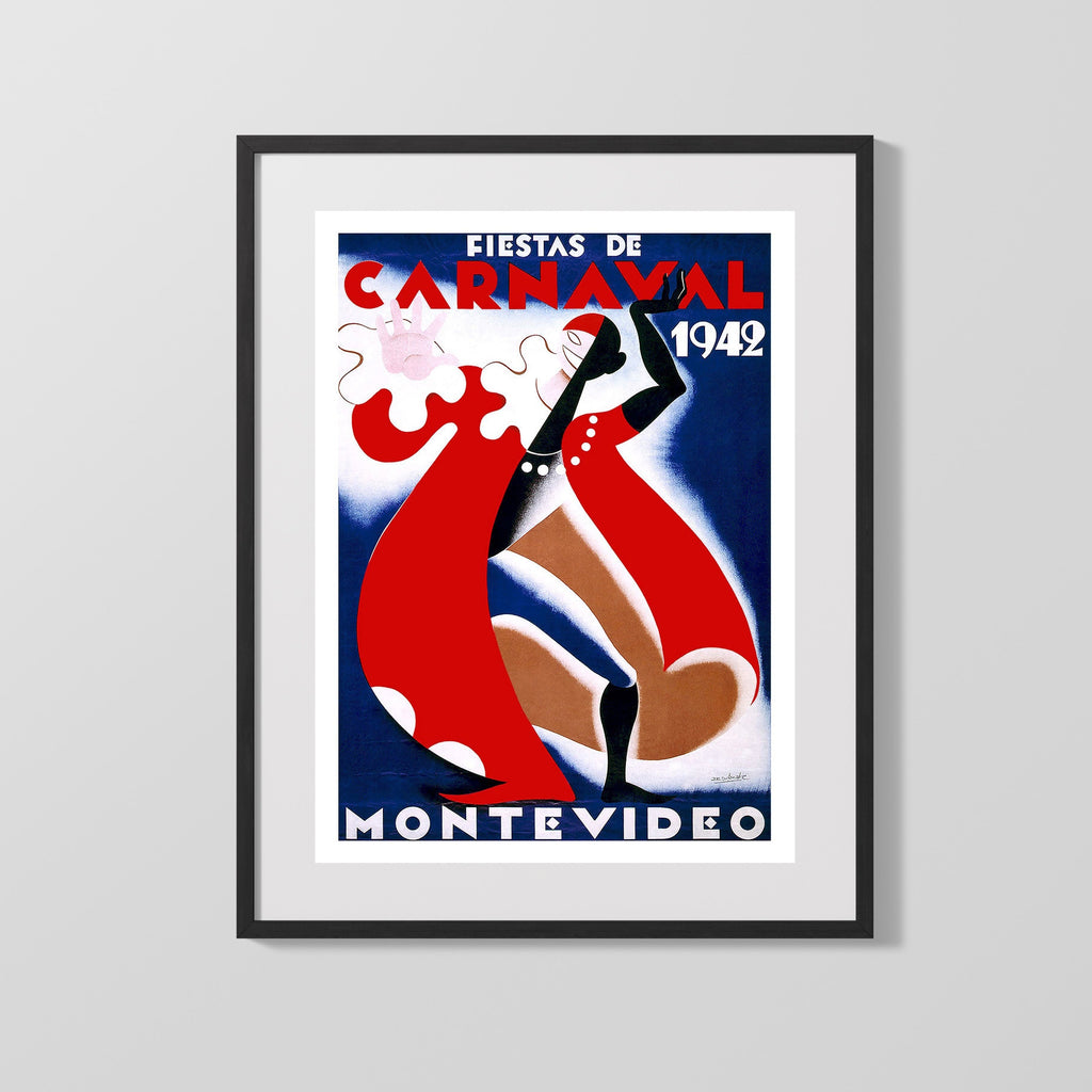 Classic Travel Poster - Montevideo - Carnaval 1942 Travel Vintage Framed Prints Gallery Frame 16x20