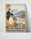 Classic Travel Poster - Montreux - Grand Hotel Travel Vintage Framed Prints Poster 16x20