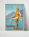 Classic Travel Poster - Montreux - Strandbad Swimming Travel Vintage Framed Prints Poster 16x20
