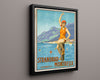 Classic Travel Poster - Montreux - Strandbad Swimming Travel Vintage Framed Prints Floating Canvas 16x20