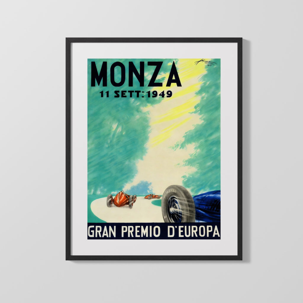 Classic Travel Poster - Monza - Gran Premio dEuropa 1949 Travel Vintage Framed Prints Gallery Frame 16x20