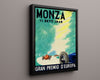 Classic Travel Poster - Monza - Gran Premio dEuropa 1949 Travel Vintage Framed Prints Floating Canvas 16x20