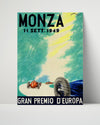 Classic Travel Poster - Monza - Gran Premio dEuropa 1949 Travel Vintage Framed Prints Poster 16x20