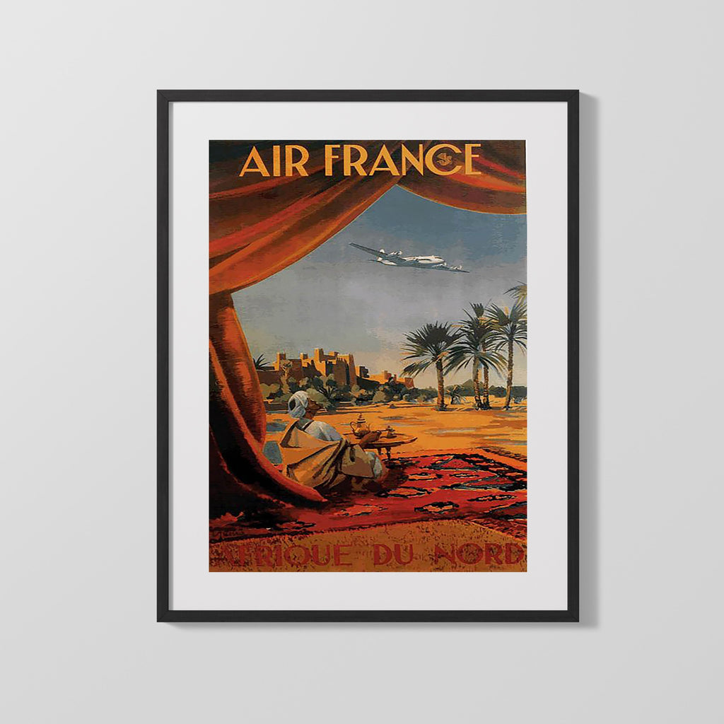Classic Travel Poster - Morocco - Air France Afrique du Nord Travel Vintage Framed Prints Gallery Frame 16x20