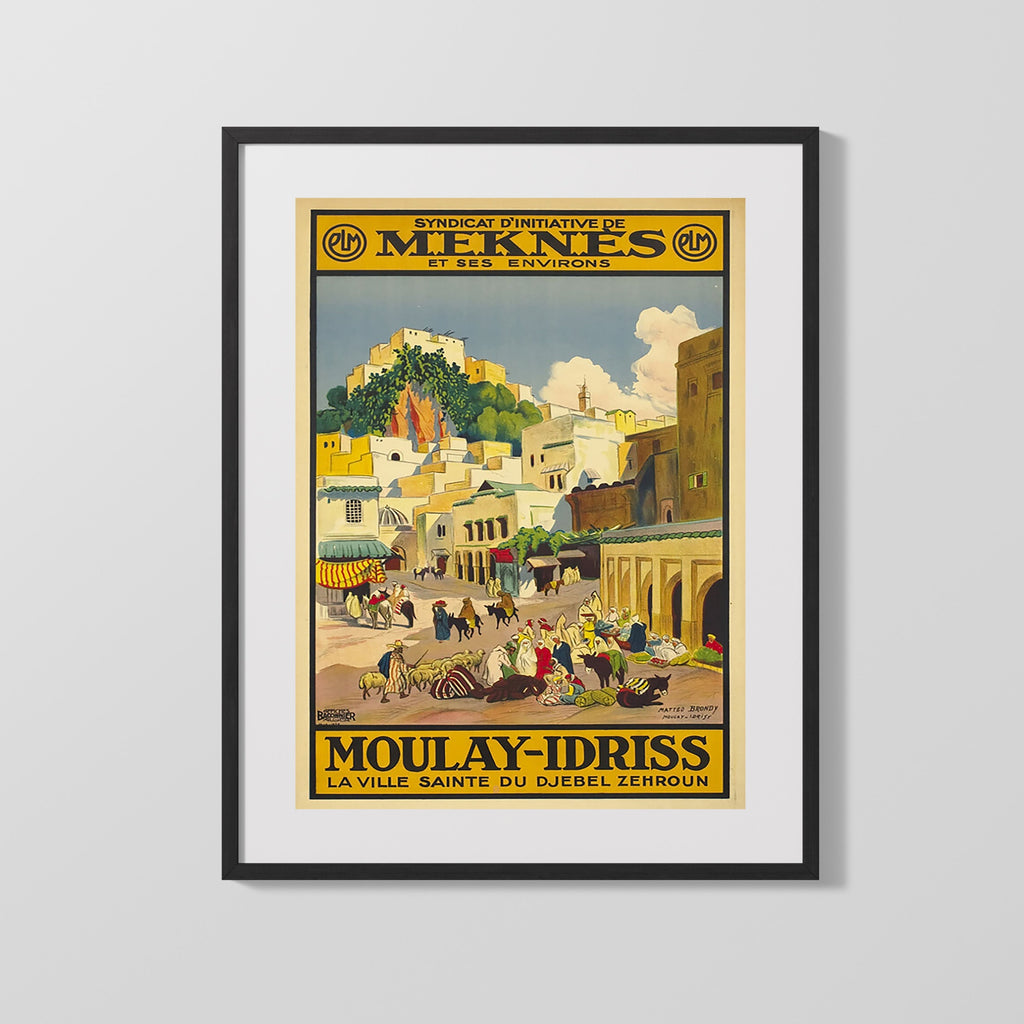 Classic Travel Poster - Morocco - Moulay Idriss Travel Vintage Framed Prints Gallery Frame 16x20