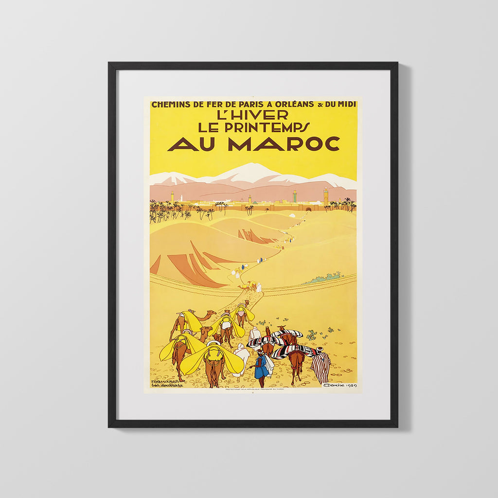Classic Travel Poster - Morocco - Winter and Spring Travel Vintage Framed Prints Gallery Frame 16x20
