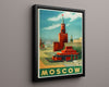 Classic Travel Poster - Moscow - Kremlin Red Square Travel Vintage Framed Prints Floating Canvas 16x20