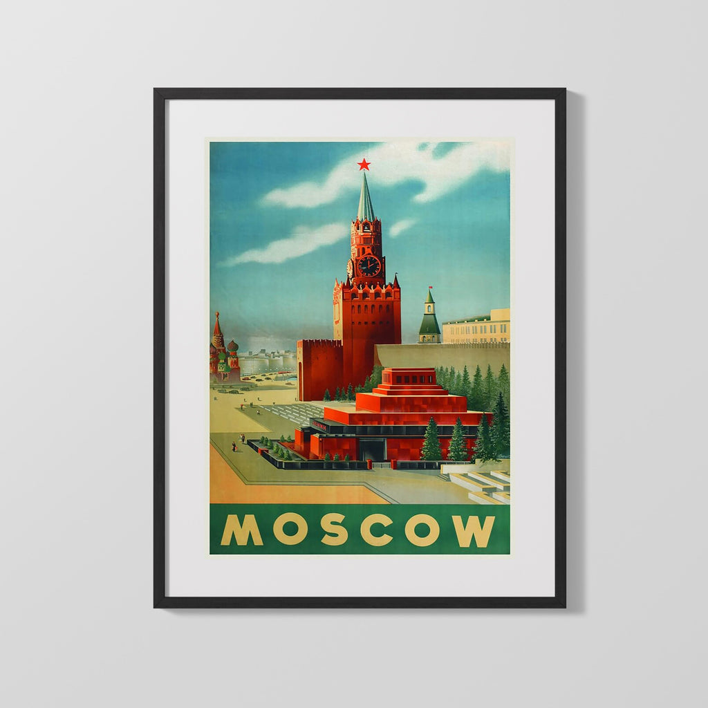 Classic Travel Poster - Moscow - Kremlin Red Square Travel Vintage Framed Prints Gallery Frame 16x20