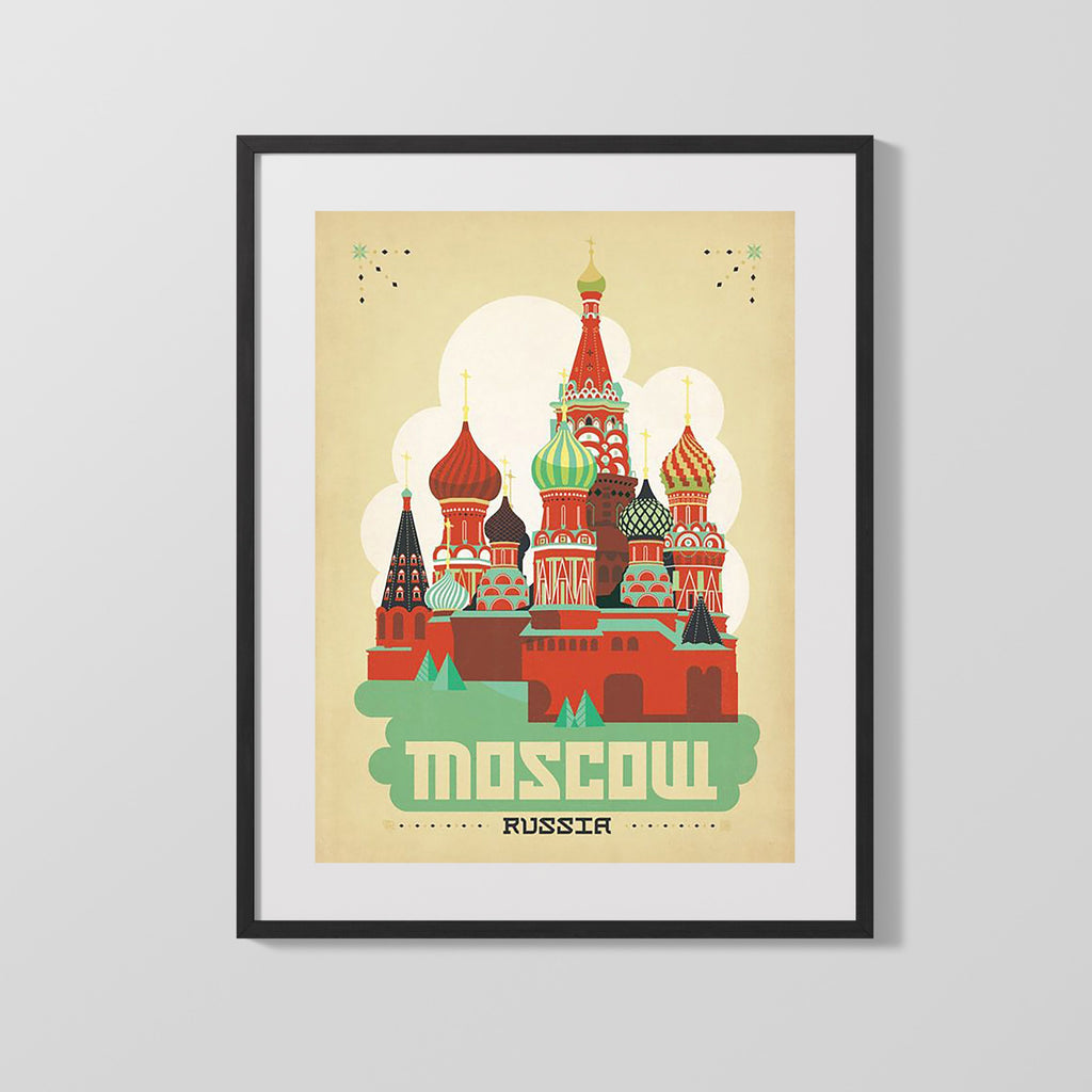 Classic Travel Poster - Moscow - Russia Travel Vintage Framed Prints Gallery Frame 16x20