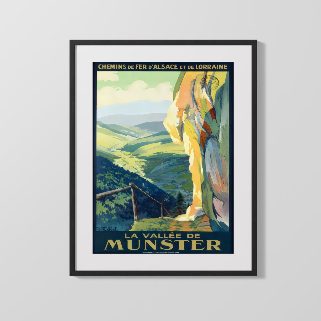 Classic Travel Poster - Munster Valley - Alsace Lorraine Travel Vintage Framed Prints Gallery Frame 16x20
